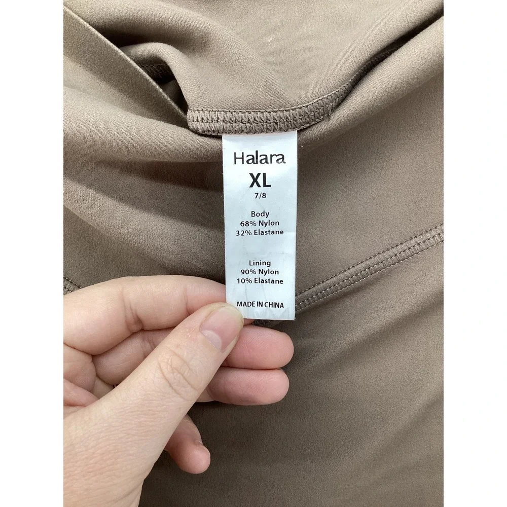 Halara Womens XL Taupe Brown Scrunch Butt V-Waist 7/8 Leggings with Pockets